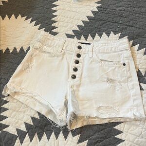 Joe's Jeans White High-Rise Distressed Button-Front Shorts